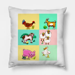 Old Macdonald had a farm squares..and on that farm he had a dog, cow, duck, sheep Pillow