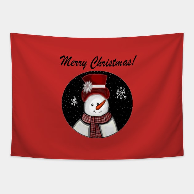 Merry Christmas Snowman Tapestry by CatGirl101