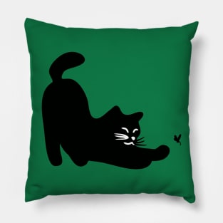 a cat playing with a dragonfly Pillow