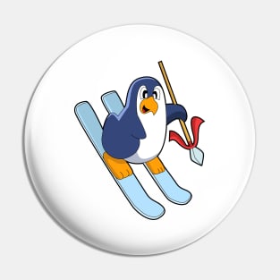 Penguin as Skier with Ski Pin