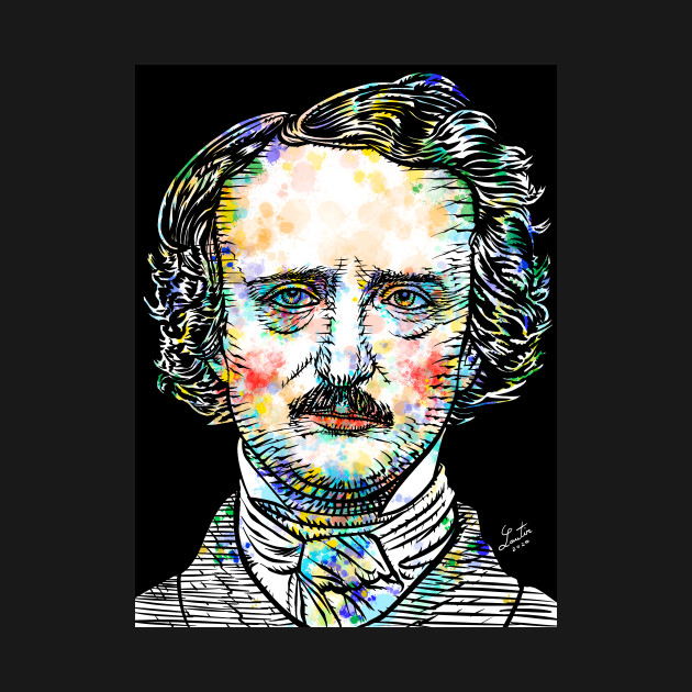 Discover EDGAR ALLAN POE watercolor and ink portrait - Poe - T-Shirt