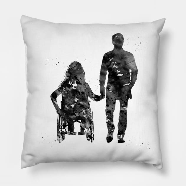 Handicapped woman and man Pillow by erzebeth