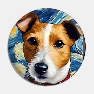 Cute Jack Russell Terrier Dog Breed Painting in a Van Gogh Starry Night Art Style Pin