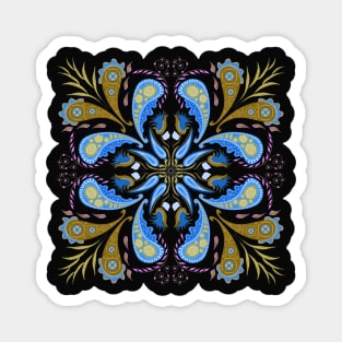 Blue Paisley Floral Design Magnet