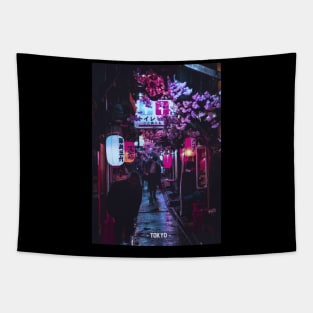 Tokyo Street Neon Synthwave Tapestry