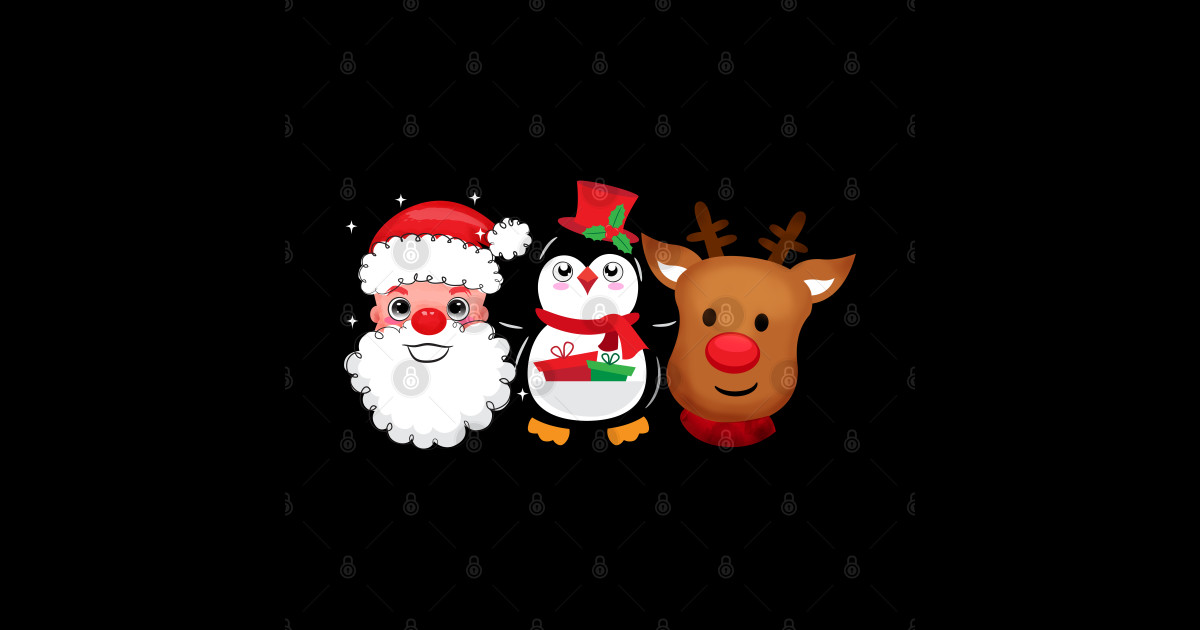 Santa Reindeer Rudolph Penguin Trio Christmas Trio Santa Christmas
