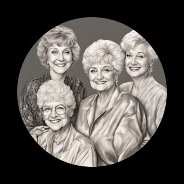 a golden girls drawing in black and white by badrhijri