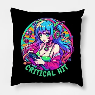 Critical hit gamer girl Pillow