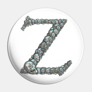 Skull Alphabet Z Pin