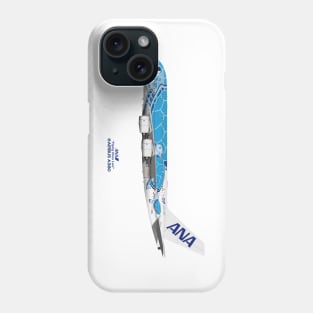 Illustration of ANA Airbus A380 - Flying Honu Lani Phone Case