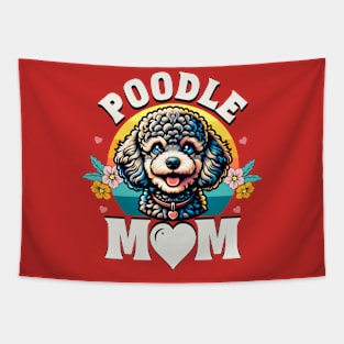 Colorful Poodle Mom Retro Sunset Dog Lover Mother's Day Tapestry