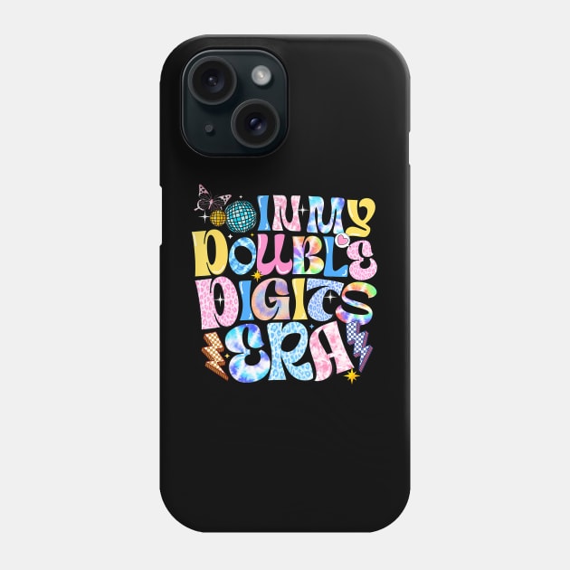 In My Double Digits Era Retro 10 Year Old 10th Birthday Girl Phone Case by Cortes1