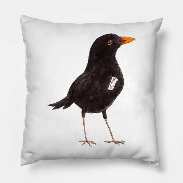 Bird with switch Pillow by jurjenbertens