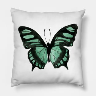 Malachite Loose Watercolor Butterfly Pillow