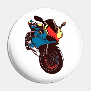 Motorcycle  Pop-Art Vintage Retro Color Pin