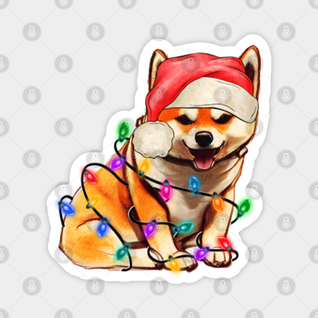 Shiba Inu Dog Christmas Tree Lights, The Soul Keeper - Dog Christmas - Magnet | TeePublic Shiba Inu Dog Christmas Tree Lights, The Soul Keeper - Dog Christmas - Magnet | TeePublic
