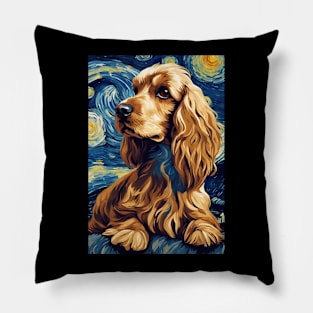 Cocker Spaniel Dog Breed Painting Dog Breed Painting in a Van Gogh Starry Night Art Style Pillow