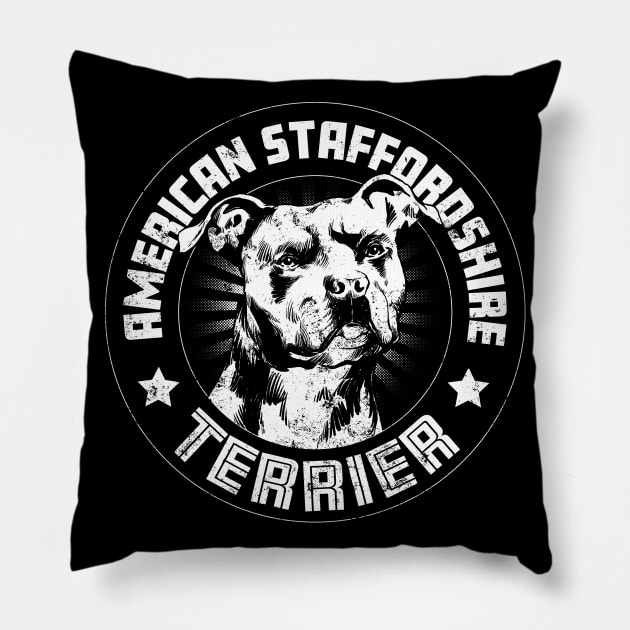 American Staffordshire Terrier Pillow by Black Tee Inc