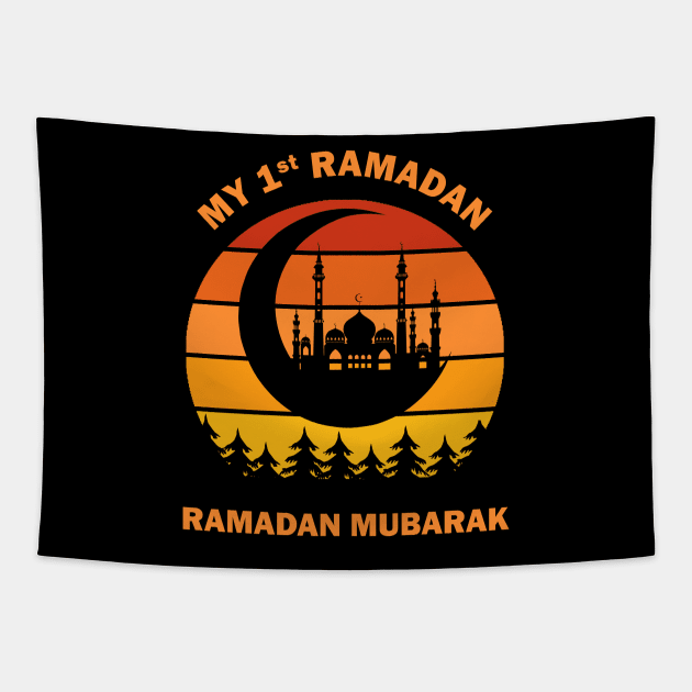 My First Ramadan 1st Ramadan Mubarak Ramadan Kareem Mosque Crescent Dawn Dusk Gift Tapestry by Amazing Arts