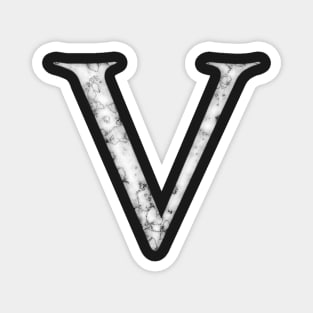 V in Roman White Marble Latin Alphabet Letter Sticker Magnet