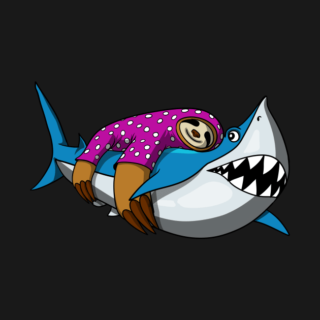 Lazy Sloth Riding Shark by underheaven