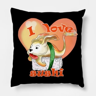 cute I love sushi dogfish cartoon Pillow