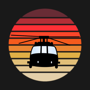 Helicopter Silhouette Vintage Sunset T-Shirt