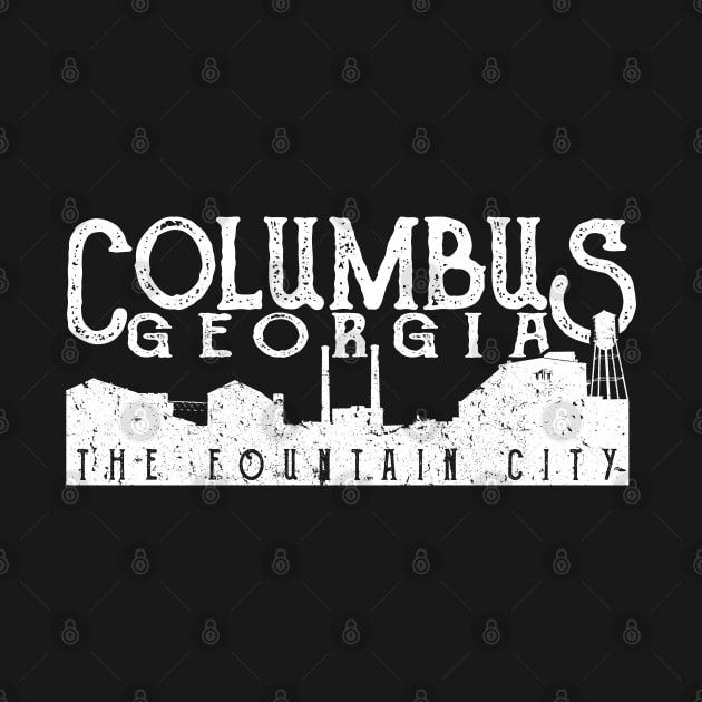 Columbus Georgia Retro Vintage Distressed Skyline Design by JakeRhodes