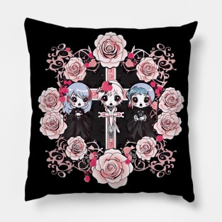 Cute Creepy Angels with roses Pillow