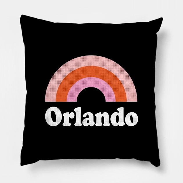 Orlando, Florida - FL, Retro Rainbow and Text Pillow by thepatriotshop