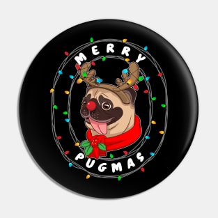 Funny Cute Pug Cool Merry Pugmas Christmas Gift Pin