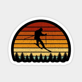 Vintage Sunset Skiing Gift For Skiers Magnet