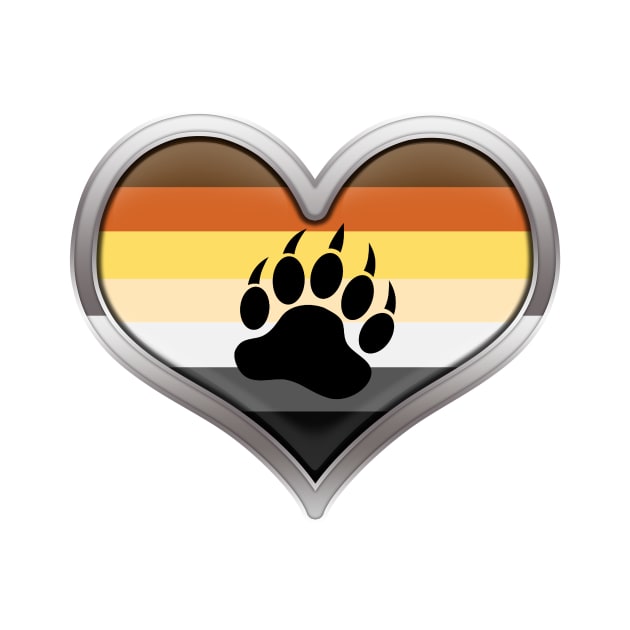 Large Gay Bear Pride Flag Colored Heart with Chrome Frame by LiveLoudGraphics