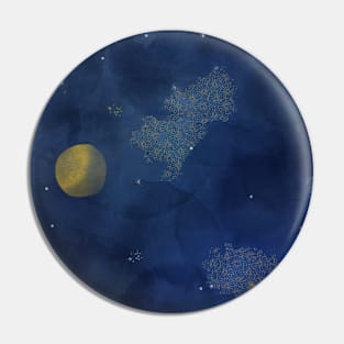 Starry night watercolor mixed media Pin