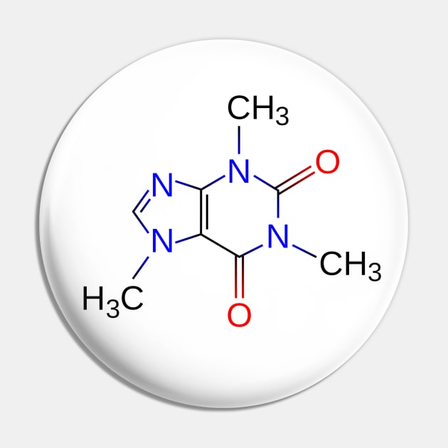 Caffeine Molecule for Coffee and Science Lovers Pin by Webdango