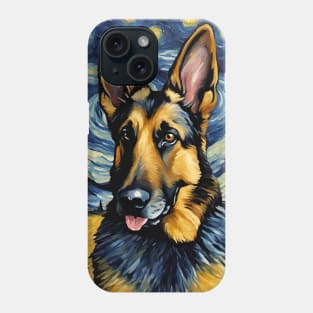 German Shepherd Dog Breed in a Van Gogh Starry Night Art Style Phone Case