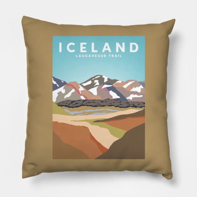 Iceland Laugavegur Trail Travel Poster Pillow by lymancreativeco