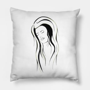 Young woman with eyes closed and long hair Pillow