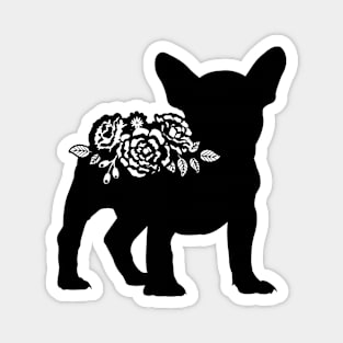 French Bulldog Dog Silhouette Roses Magnet