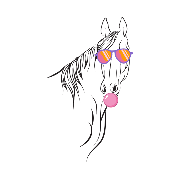 Lispe Fun Horse with Sunglasses and Bubble Gum by Lispe