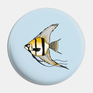 Striped angelfish cartoon illustration Pin