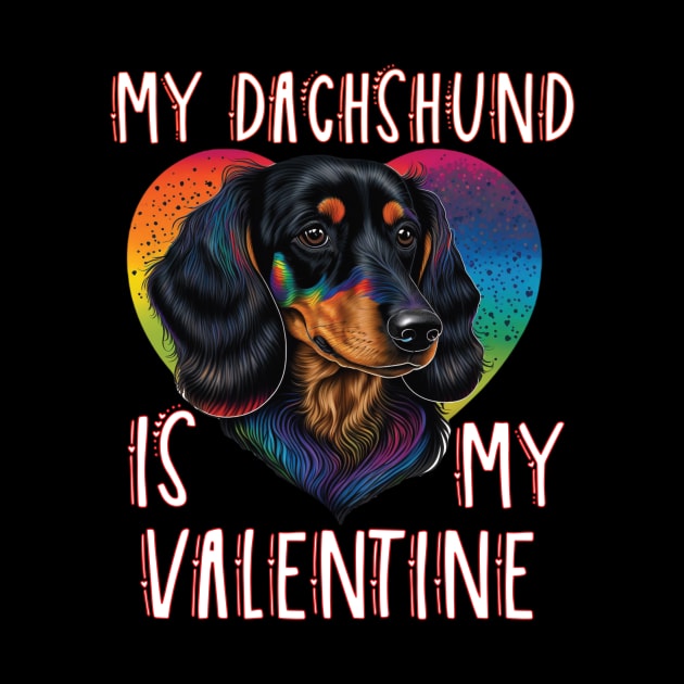 My Dachshund Is My Valentine Valentines Day Men Women Dog by Cute Creatures