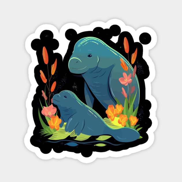 Manatees Fathers Day Magnet by JH Mart