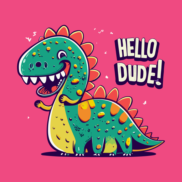 Funny dino says Hello dude by Tiberiuss