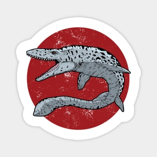 Mosasaurus on Red Circle Magnet