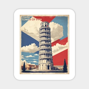 Leaning Tower of Pisa Italy Vintage Tourism Travel Poster Magnet