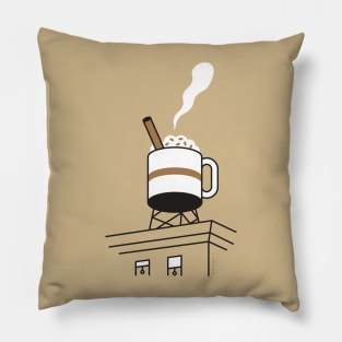 Coffee Mug Water Tower Pillow