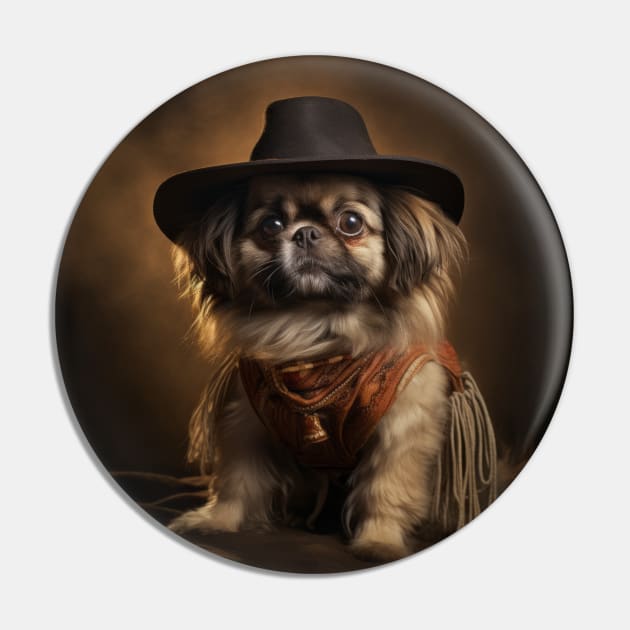 Cowboy Dog - Pekingese Pin by Merchgard