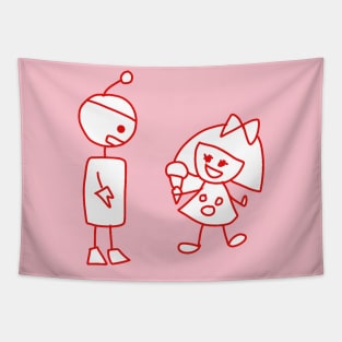 HKo and TRobot RED by Hidemi Woods Tapestry