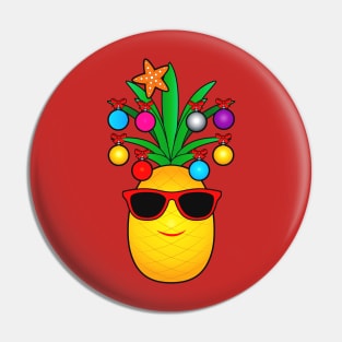 Cartoon Pineapple Decorated for Christmas Pin
